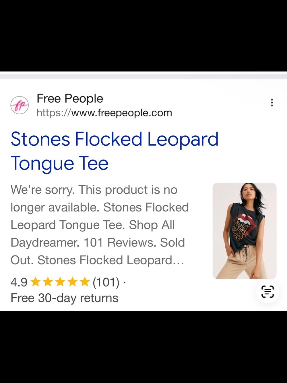 Daydreamer X Free People Rolling Stones Flocked Leopard Tongue Tee Ash L - Picture 9 of 11